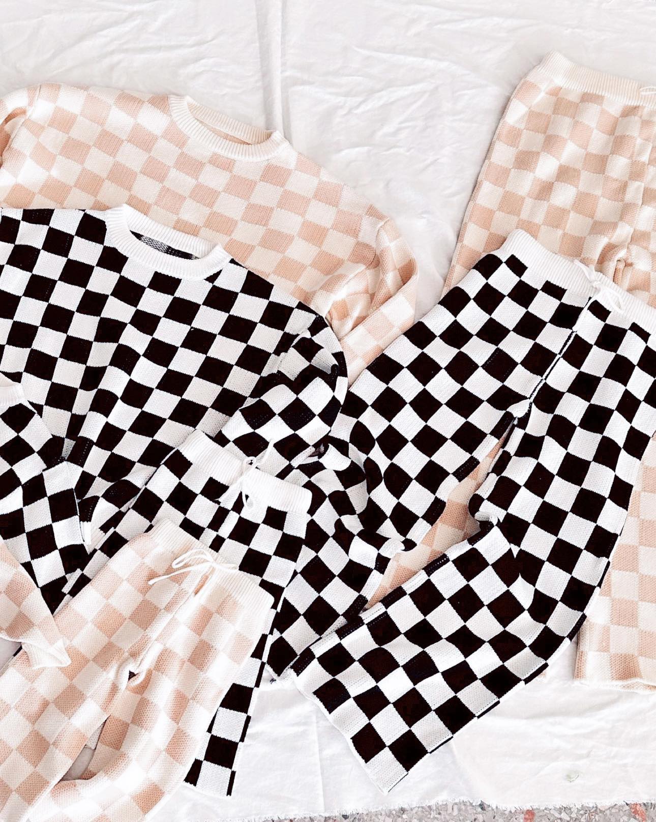 Checkered Knit Sets