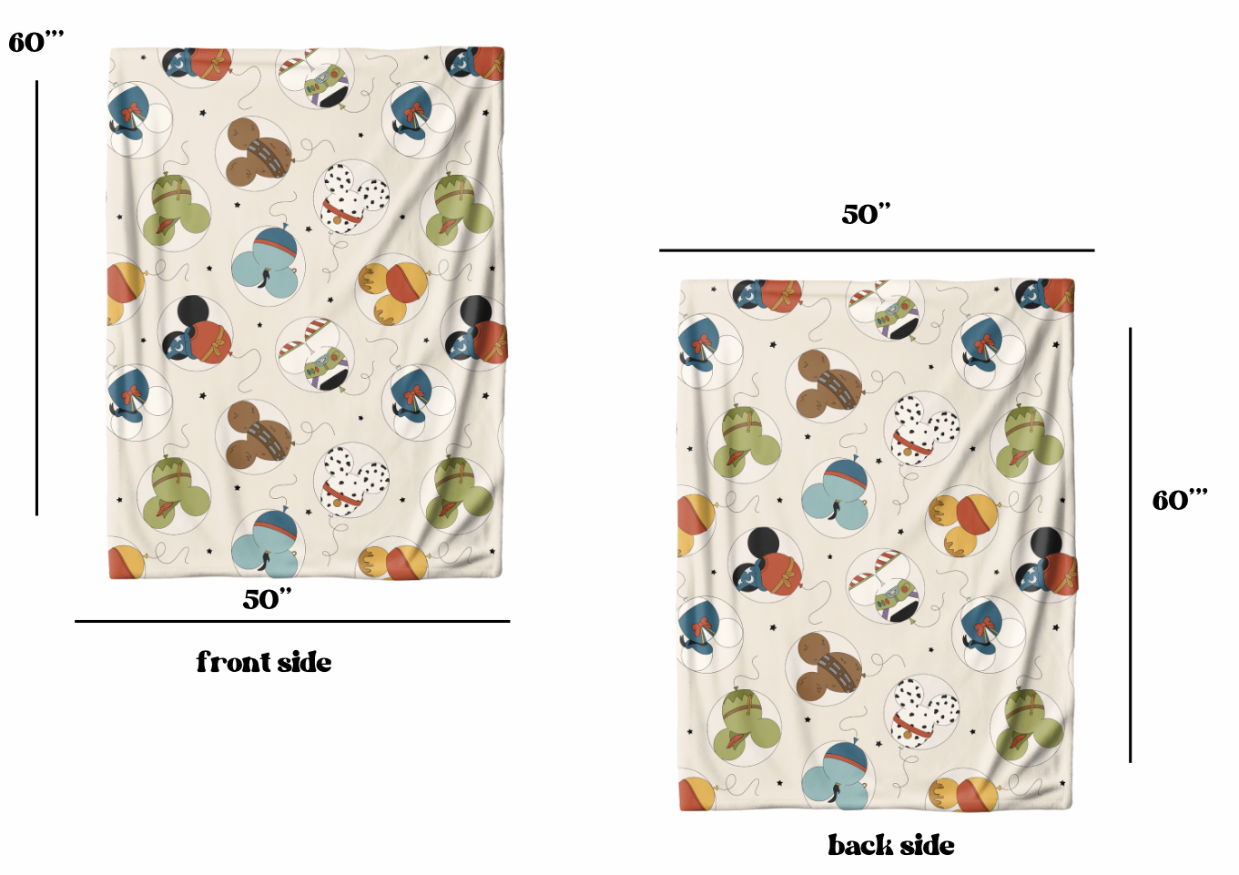 Double Sided Flannel Minky BLANKETS (50x60)